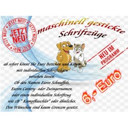 eingestickter Schriftzug